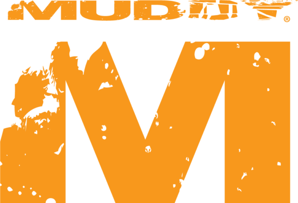 Brand logo in orange: a large, weathered letter M with a distressed texture, and the word 'MUD' above it.