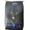 Bag of White Tail Forage Oats with a deer illustration and Real World Wildlife Products logo on a dark package.